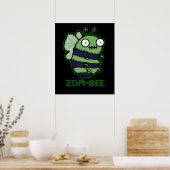 Zom-beeゾンビおもしろいビープンダークBG ポスター (キッチン)