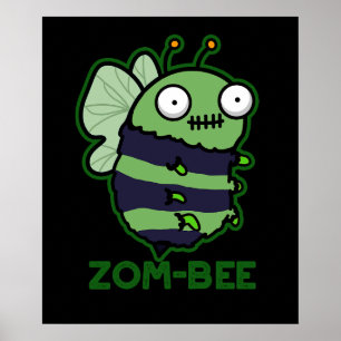 Zom-beeゾンビおもしろいビープンダークBG ポスター