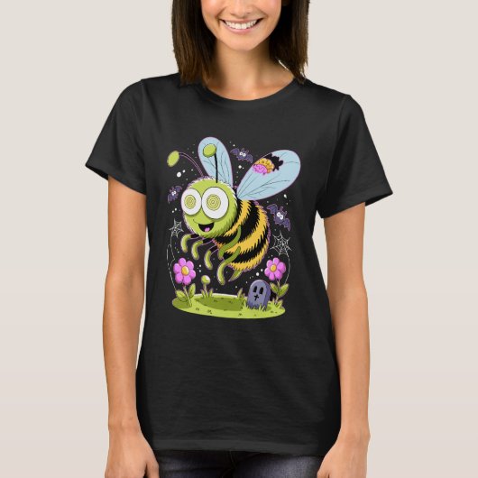 Zom-Bee Cute Zombie Bee Funny Halloween Tee Tシャツ (正面)