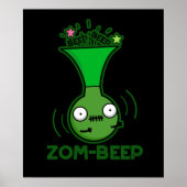 Zom-beep Funny Zombie Honker Pun Dark BG ポスター (正面)