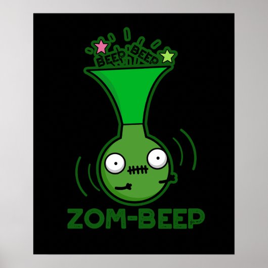 Zom-beep Funny Zombie Honker Pun Dark BG ポスター (正面)