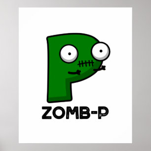 Zom-P面白いハロウィーンゾンビアルファベットPプン ポスター