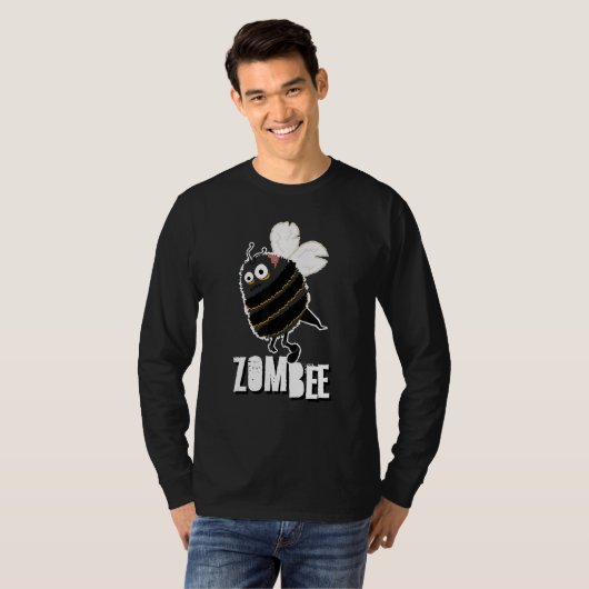Zombee Bee Zombie Halloween Bumblebee Yellow Spook Tシャツ (正面フル)