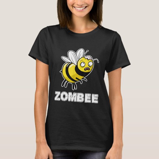 Zombee Pun Halloween Zombie Bee Tシャツ (正面)