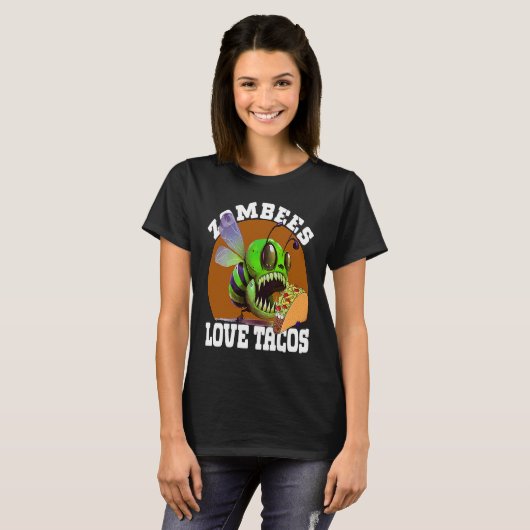 Zombees Love Tacos Zombee Zombie Bee Tシャツ (正面フル)