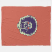 ZOMBIEオレンジアイグリーンヘア フリースブランケット (正面(横))