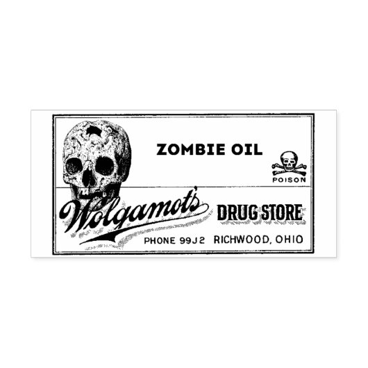 ZoMBiE油-ヴィンテージ薬用ラベル ラバースタンプ (インプリント)