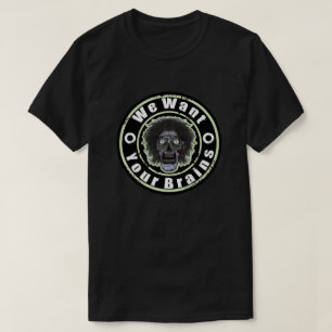 ZOMBIE顔- Mint Green We Want Brains Tシャツ
