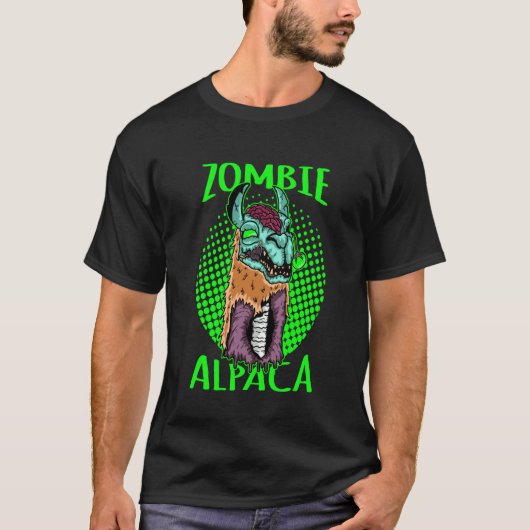 Zombie Alpaca Alpacalypse Funny Llama Halloween Tシャツ (正面)