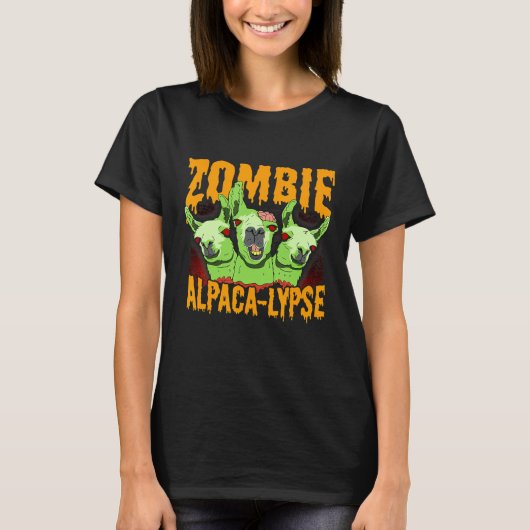 Zombie Alpaca Lypse Halloween Llama Horror Tシャツ (正面)