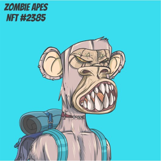 Zombie Ape Back To School NFT #2385 Sticker シール (正面)