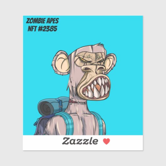 Zombie Ape Back To School NFT #2385 Sticker シール (シート)