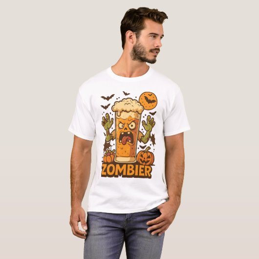 Zombie Bierglas Halloween Tシャツ (正面フル)