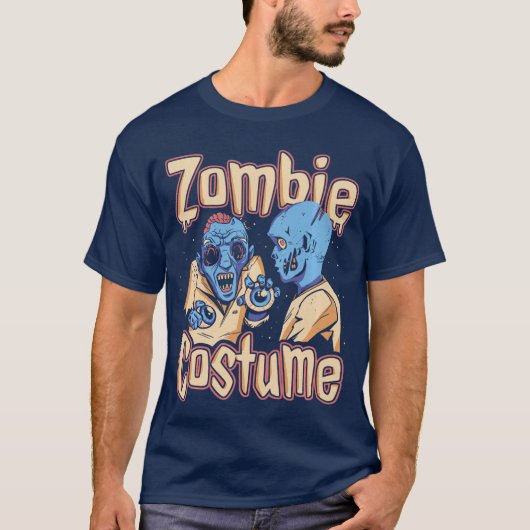 Zombie Bloody Funny Costume Halloween Horror Zombi Tシャツ (正面)