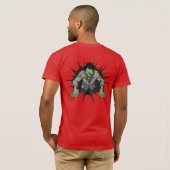 Zombie Breaking Through Wall Horror gift Tシャツ (裏面フル)