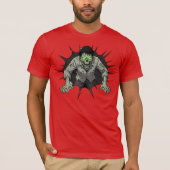 Zombie Breaking Through Wall Horror gift Tシャツ (正面)