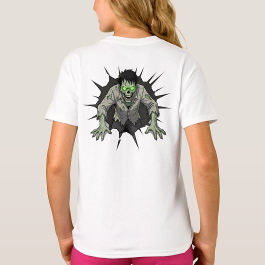 Zombie Breaking Through Wall Horror gift Tシャツ (裏面)