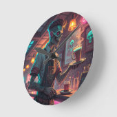 Zombie Café | Spooky Urban Halloween clock  ラウンド壁時計 (傾斜)