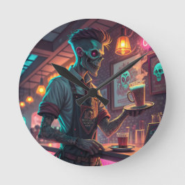 Zombie Café | Spooky Urban Halloween clock  ラウンド壁時計