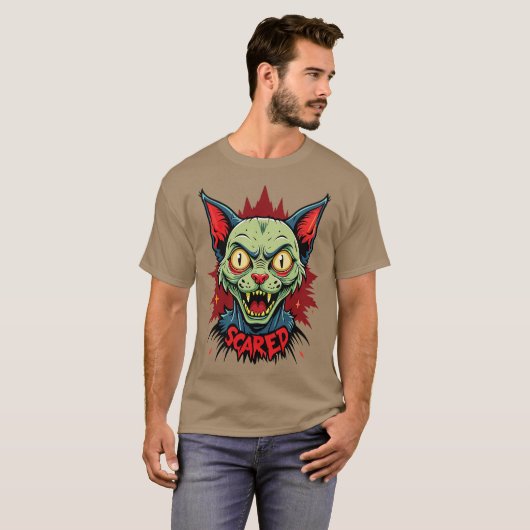 zombie Cat Scared Tシャツ (正面フル)