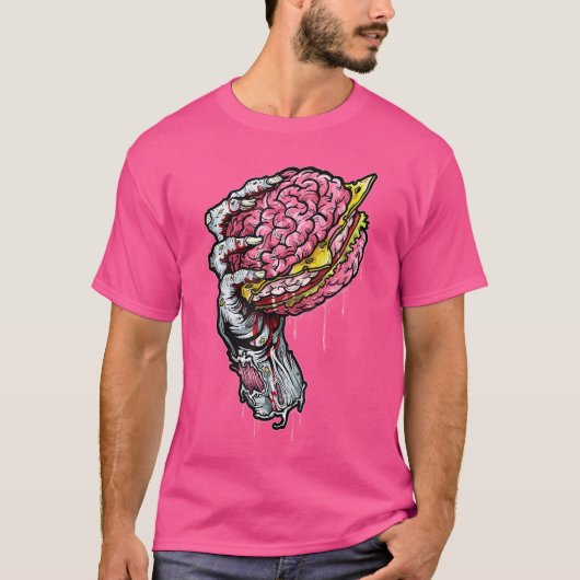 Zombie Dead Brain Hamburger Halloween Horror Humor Tシャツ (正面)