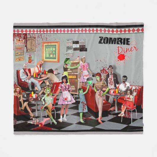 Zombie Diner フリースブランケット (正面(横))