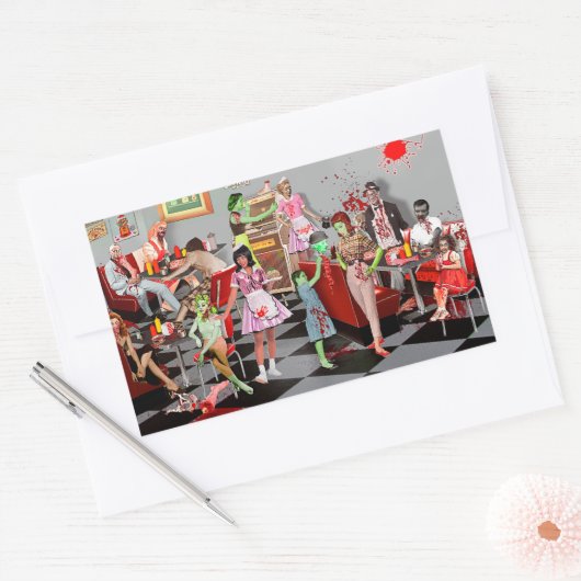 Zombie Diner 長方形シール (封筒)