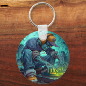 Zombie DJ Rave Halloween Party Vibes キーホルダー (裏面)