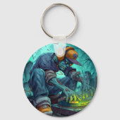 Zombie DJ Rave Halloween Party Vibes キーホルダー (裏面)