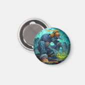 Zombie DJ Rave Halloween Party Vibes マグネット (正面/裏面)