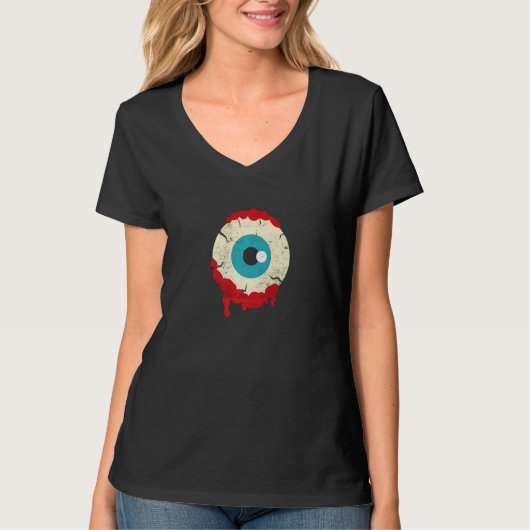 Zombie Eyeball Halloween Party Scary Zombies Famil Tシャツ (正面)