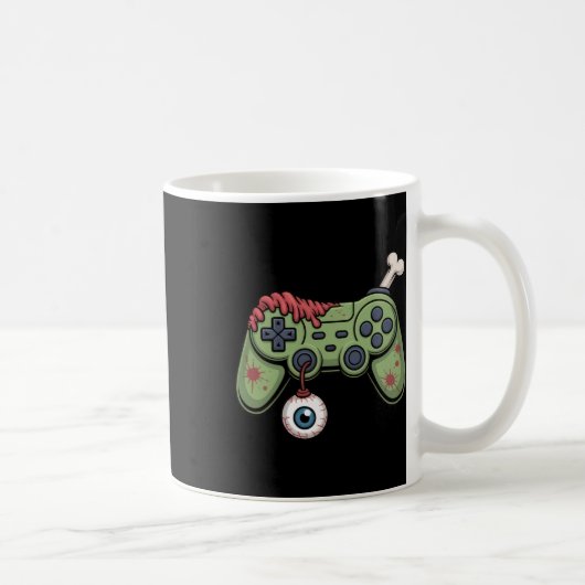 Zombie Gamer Controller With Eyell And Halloween G コーヒーマグカップ (右)