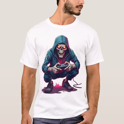 Zombie Gamer � Funny Halloween Gaming Shirt Tシャツ (正面)