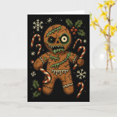 Zombie Gingerbread Man Christmas Zombie  カード (黄色い花)