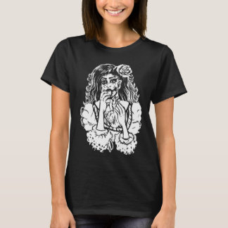 Zombie Girl Eating Heart Victorian Gothic Punk Tシャツ