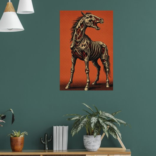 Zombie Horse on Bold Orange Scene ポスター (リビング1)