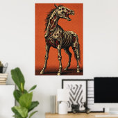 Zombie Horse on Bold Orange Scene ポスター (ホームオフィス)