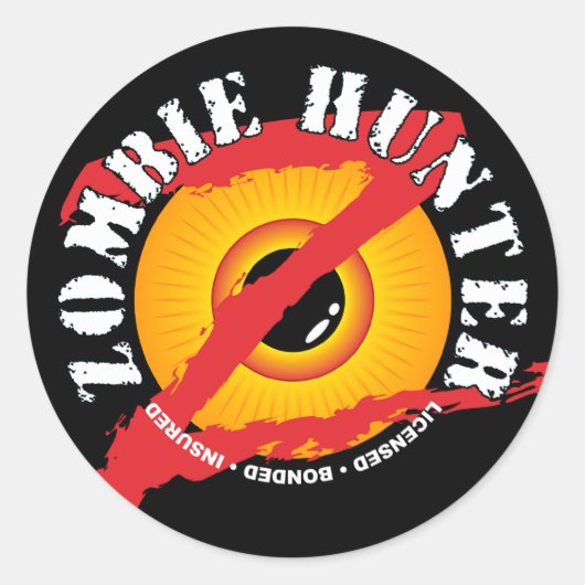 Zombie Hunter Badge Sticker ラウンドシール (正面)