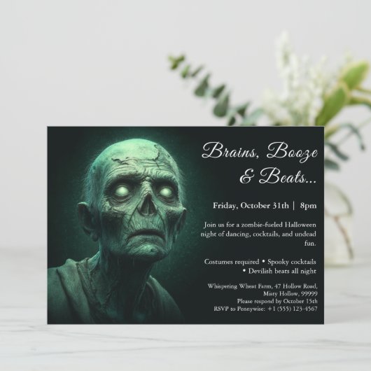 Zombie Invasion | Halloween Costume Party 招待状 (スタンド正面)