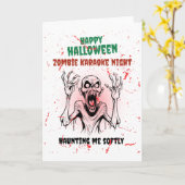 Zombie Karaoke Night – Funny Halloween Party カード (黄色い花)