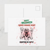 Zombie Karaoke Night – Funny Halloween Party ポストカード (正面/裏面)