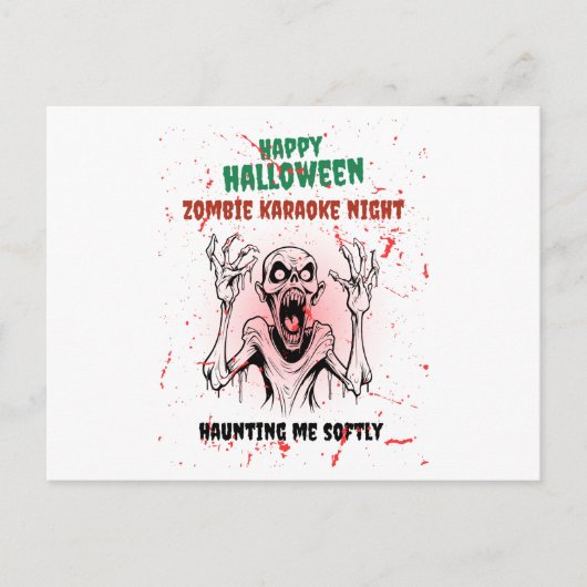 Zombie Karaoke Night – Funny Halloween Party ポストカード (正面)