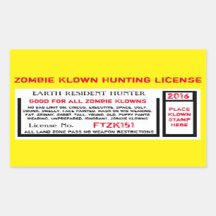 ZOMBIE KLOWN狩りライセンス 長方形シール