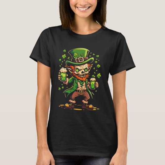 Zombie Leprechaun  Irish  St Paddy's Beer Tシャツ (正面)