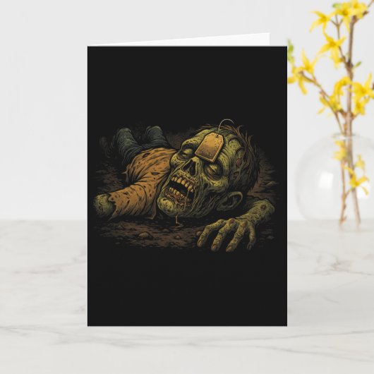 Zombie Npc Teag - Funny Tea G Gamer Meme Halloween カード (黄色い花)