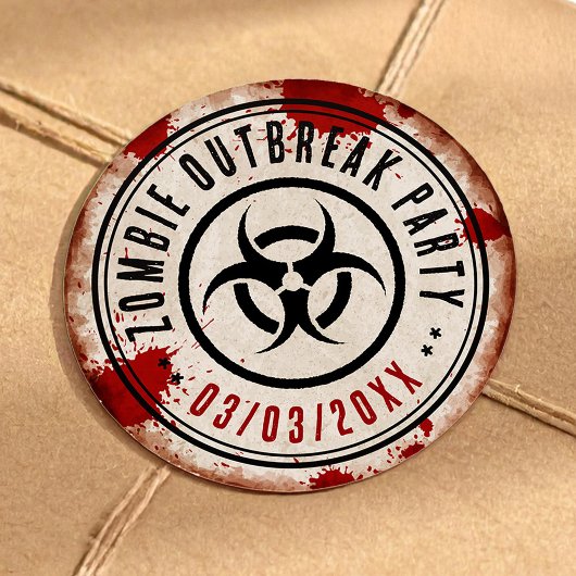 Zombie outbreak party with biohazard ラウンドシール