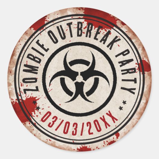 Zombie outbreak party with biohazard ラウンドシール (正面)