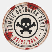 Zombie outbreak party with skull ラウンドシール (正面)