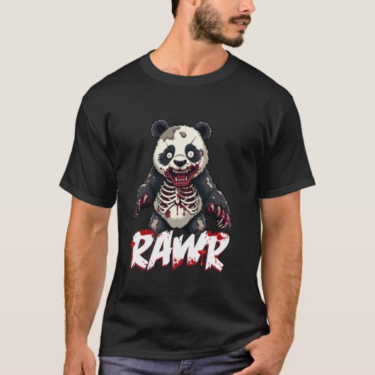 Zombie Panda, Creepy Dystopian Undead Panda Bear Tシャツ (正面)