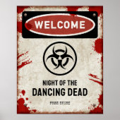 Zombie party sign with blood & biohazard symbol ポスター (正面)